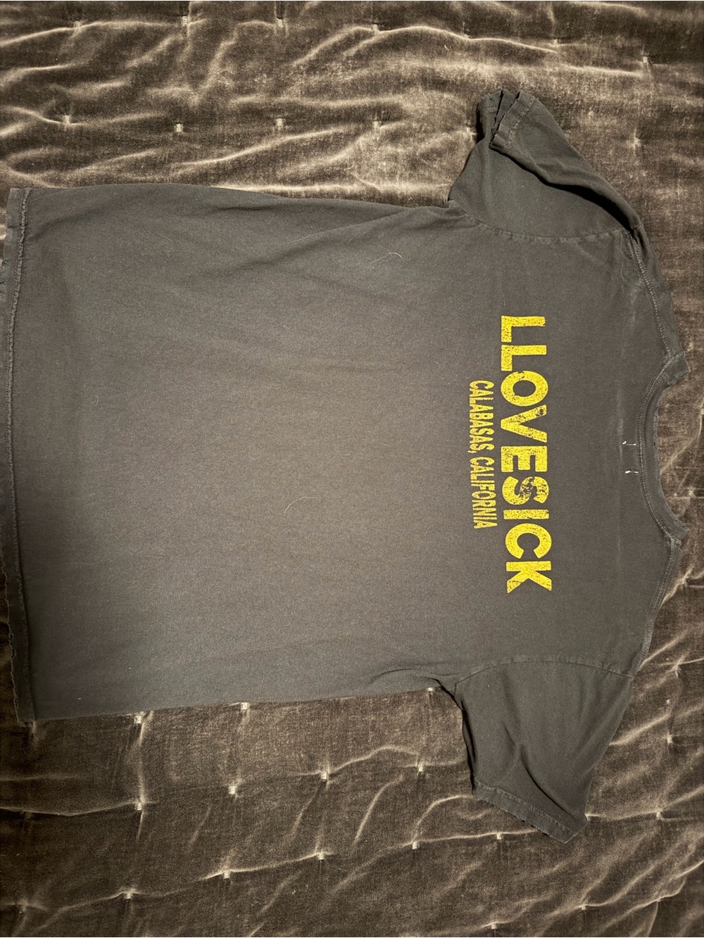 Lovesick Black Short Sleeve Tee with Yellow Graphic